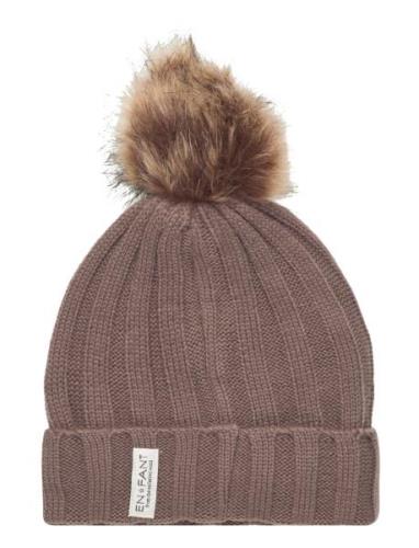 Beenie W. Fake Fur Accessories Headwear Hats Winter Hats Brown En Fant