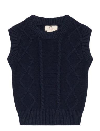 Knitted Cable Vest Tops Vests Navy Copenhagen Colors