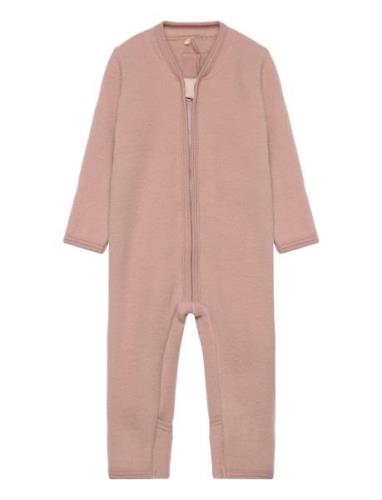 Pram Suit Soft Wool Outerwear Fleece Outerwear Fleece Coveralls Pink H...