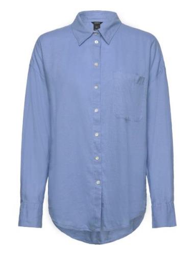 Shirt Magda Linen Blend Tops Shirts Linen Shirts Blue Lindex