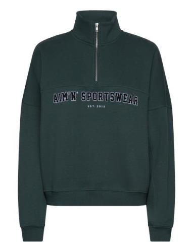 Varsity Sweat Half Zip Sport Sweatshirts & Hoodies Sweatshirts Green A...