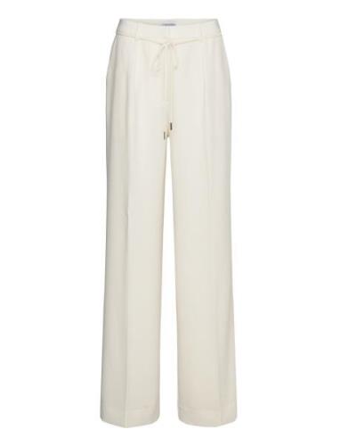 Structure Twill Wide Leg Pant Designers Trousers Wide Leg Cream Calvin...