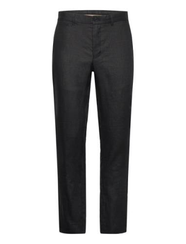 Slim-Fit 100% Linen Trousers Bottoms Trousers Linen Trousers Black Man...