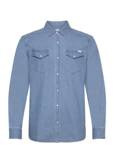 Style Duver Tops Shirts Denim Shirts Blue MUSTANG