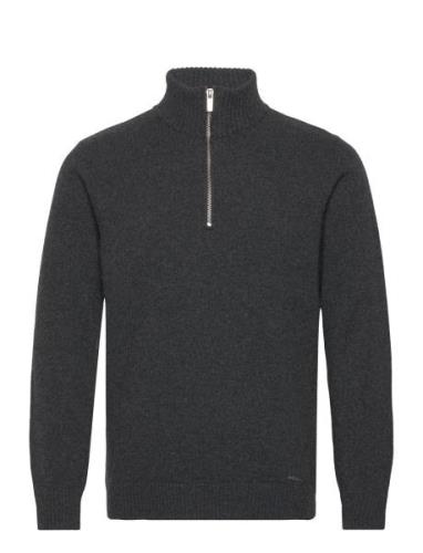 M. Lambswool Half Zip Turtle Designers Knitwear Half Zip Jumpers Grey ...