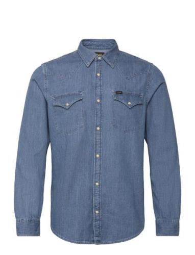 Regular Western Shirt Tops Shirts Denim Shirts Blue Lee Jeans