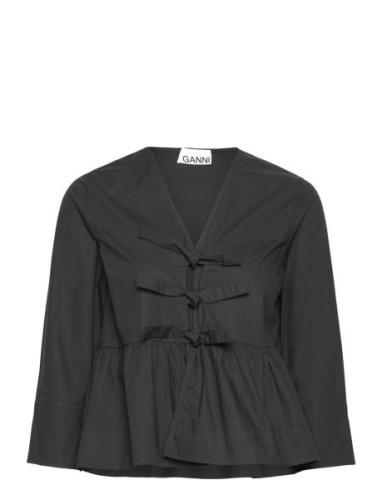 Cotton Poplin Designers Blouses Long-sleeved Black Ganni