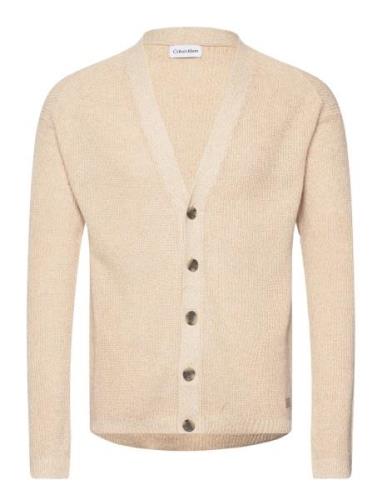 Knitted Cardigan Tops Knitwear Cardigans Beige Calvin Klein