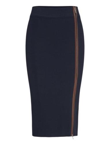 Faux-Leather-Trim Pencil Skirt Skirts Knee-length & Midi Skirts Navy L...