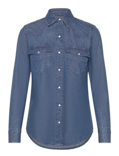 Slim Fit Denim Shirt Tops Shirts Denim Shirts Blue Lauren Ralph Lauren