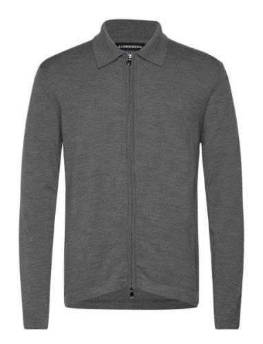 Kaleb Merino Zip Cardigan Tops Knitwear Cardigans Grey J. Lindeberg