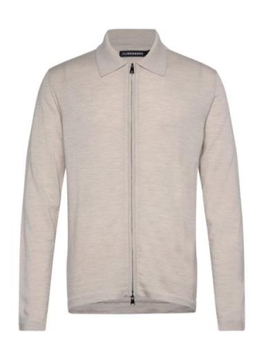 Kaleb Merino Zip Cardigan Tops Knitwear Cardigans Beige J. Lindeberg