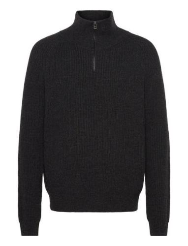 Wblass Wool Half-Zip Designers Knitwear Half Zip Jumpers Black Woodbir...