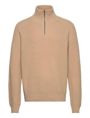 Wblass Wool Half-Zip Designers Knitwear Half Zip Jumpers Brown Woodbir...