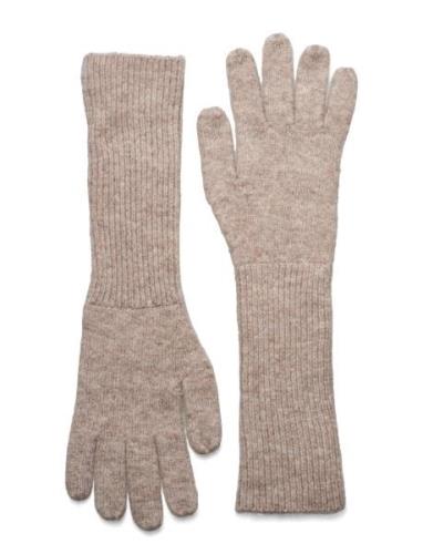 Gloves Long Emma Accessories Gloves Finger Gloves Beige Lindex