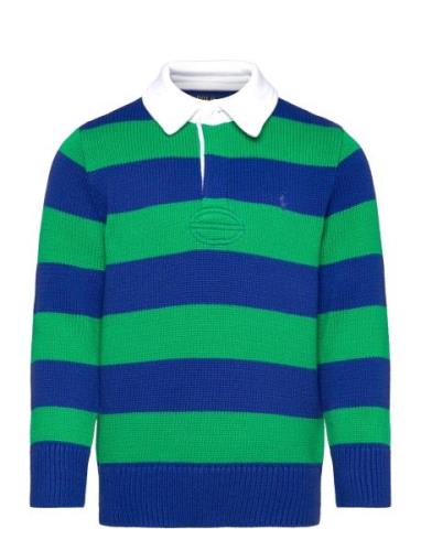 Striped Cotton Rugby Sweater Tops T-shirts Polo Shirts Long-sleeved Po...