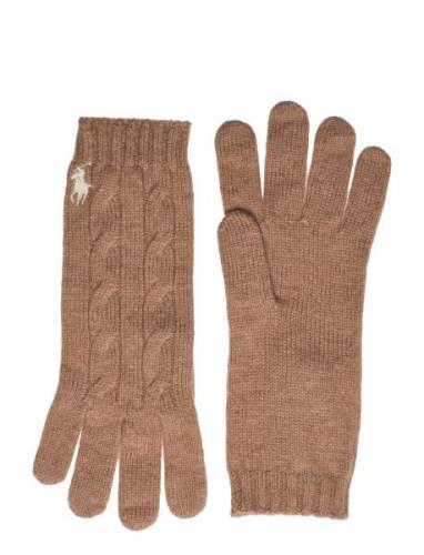 Cable-Knit Wool-Cashmere Gloves Accessories Gloves Finger Gloves Brown...