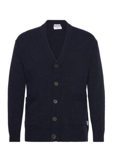 Lambswool Button Cardigan Tops Knitwear Cardigans Navy Lindbergh