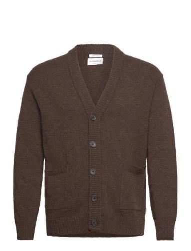 Lambswool Button Cardigan Tops Knitwear Cardigans Brown Lindbergh