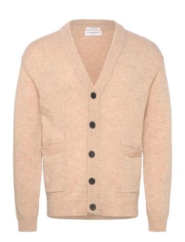 Lambswool Button Cardigan Tops Knitwear Cardigans Beige Lindbergh