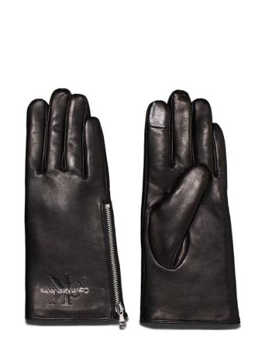 Sculpted Leather Gloves Accessories Gloves Finger Gloves Black Calvin ...