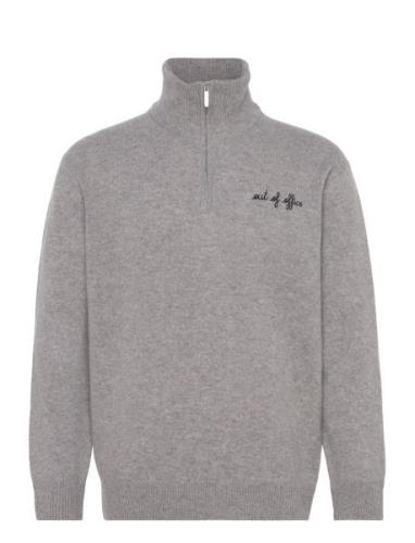 Delepine Out Of Office Designers Knitwear Half Zip Jumpers Grey Maison...