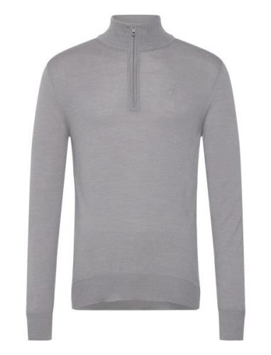 M Merino Blend Half Zip Designers Knitwear Half Zip Jumpers Grey J. Li...