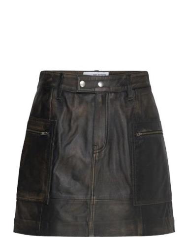 Slfnana Mw Mini Leather Skirt Skirts Short Skirts Black Selected Femme