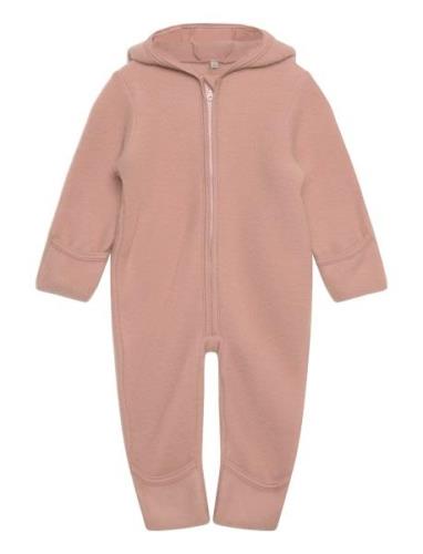 Pram Suit Ears Wool Fleece  Outerwear Fleece Outerwear Fleece Coverall...