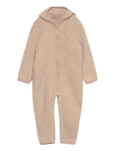 Pram Suit Ears Wool Fleece  Outerwear Fleece Outerwear Fleece Coverall...