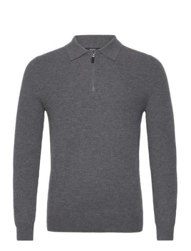 Regis Designers Knitwear Half Zip Jumpers Grey Reiss