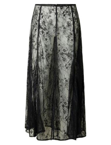 Slfdaphne Mw Midi Lace Skirt Skirts Maxi Skirts Black Selected Femme