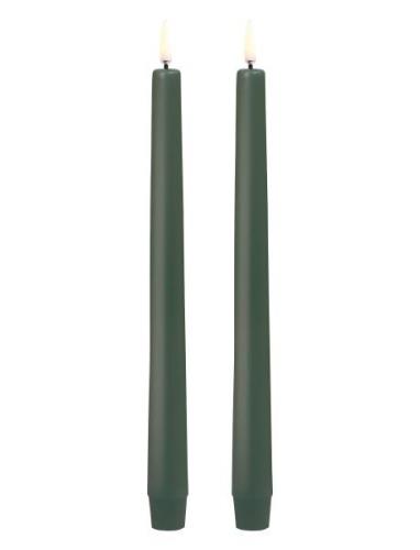 Led Taper Candle, Olive Green, Smooth, 2-Pack, 2,3X25 Cm Home Decorati...