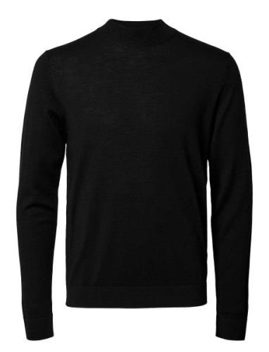 Slhtray Ls Knit Merino Mock Neck Noos Tops Knitwear Round Necks Black ...