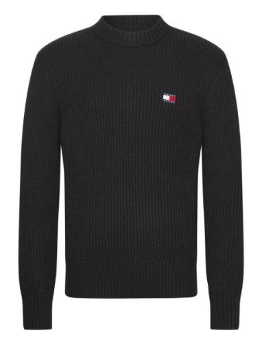 Tjm Reg Badge Textured Cneck Ext Tops Knitwear Round Necks Black Tommy...