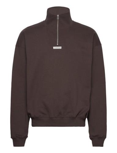 Wblee Half Zip Tops Sweatshirts & Hoodies Sweatshirts Brown Woodbird