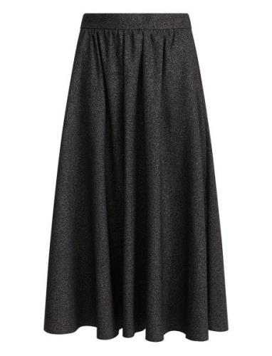 Viscose-Blend Skirt, Sahar Knælang Kjole Black Ivo Nikkolo