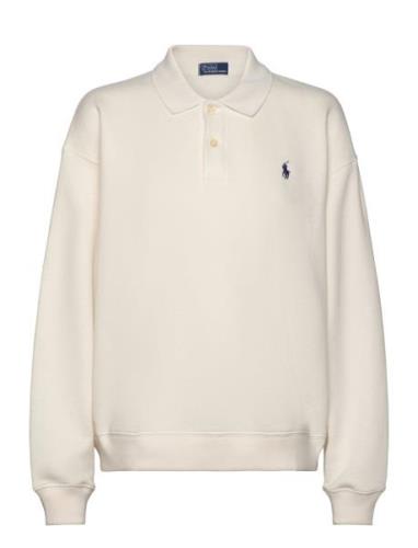 Polo-Collar Fleece Pullover Tops T-shirts & Tops Polos Cream Polo Ralp...