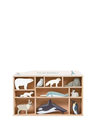 Display Shelf With 10 Wooden Animals - Polar Toys Playsets & Action Fi...