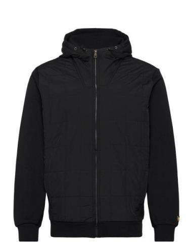 Hybrid Quilted Zip Through Hoodie Quiltet Jakke Black Lyle & Scott