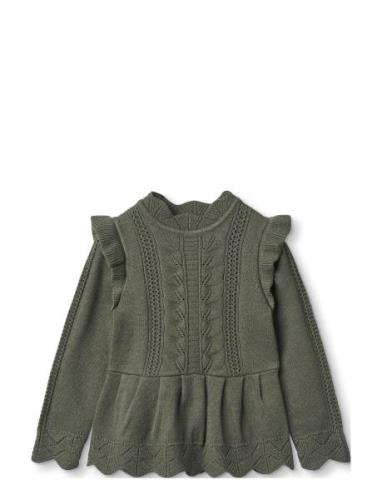 Alilly Peplum Pullover Tops Knitwear Pullovers Green Fliink