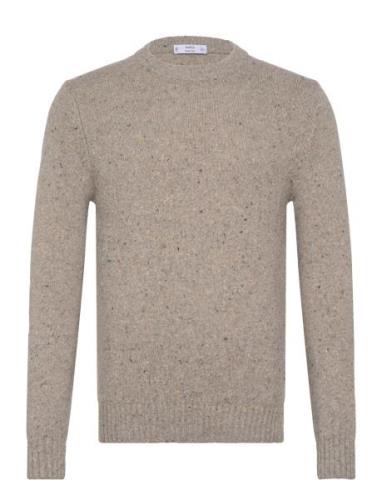 Marled Wool Knitted Sweater Tops Knitwear Round Necks Beige Mango