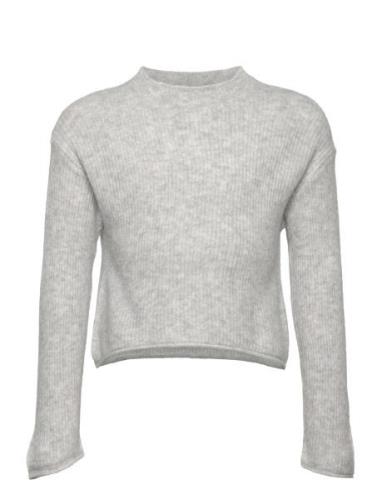 Ribbed Knit Sweater Tops Knitwear Pullovers Grey Mango