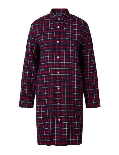 Luna Organic Cotton Checked Flannel Nightshirt Pyjamas Nattøj Red Lexi...