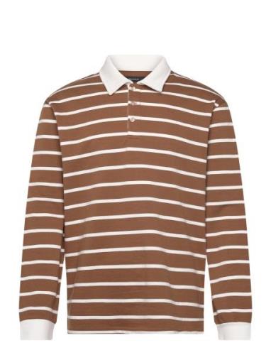 Mahaig Rugby Stripe Tops Polos Long-sleeved Brown Matinique