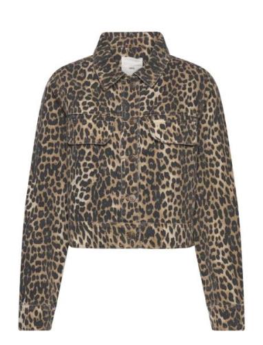 Leopard-Print Denim Jacket Jakke Denimjakke Brown Mango