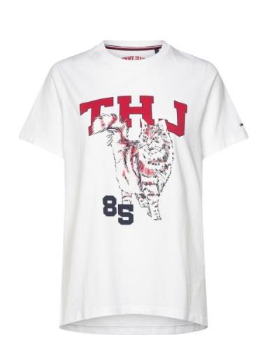 Tjw Running Cat Graphic 1 Tee Tops T-shirts & Tops Short-sleeved White...