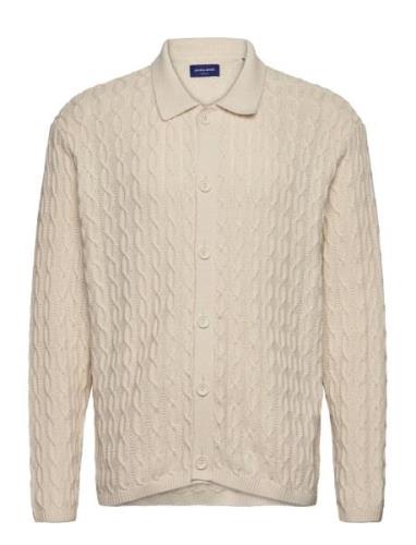 Jorwinter Knit Cable Polo Styd Aw24 Tops Knitwear Cardigans Cream Jack...