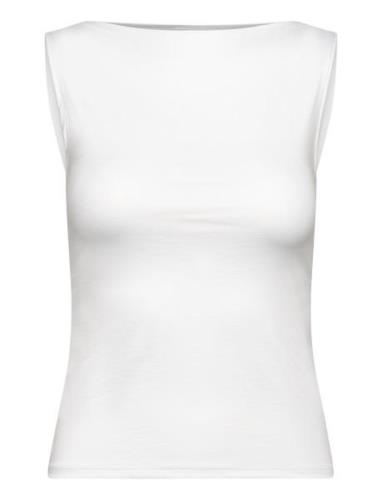 Boatneck Sleeveless Top Tops T-shirts & Tops Sleeveless White Weekday