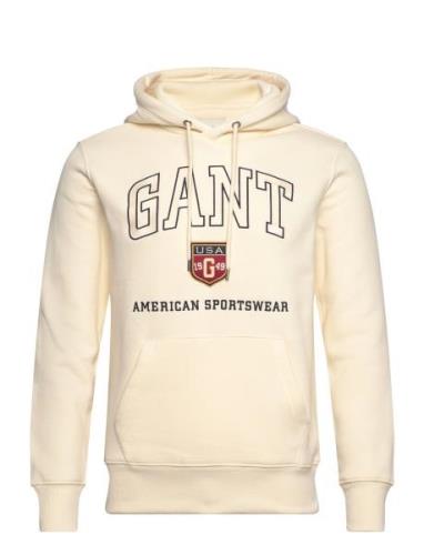 Graphic Hoodie Tops Sweatshirts & Hoodies Hoodies Cream GANT